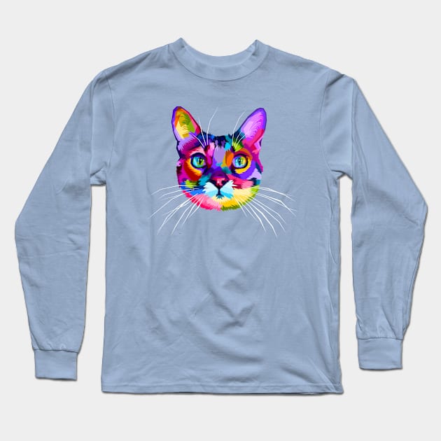 Colorful Cat Long Sleeve T-Shirt by TomCage